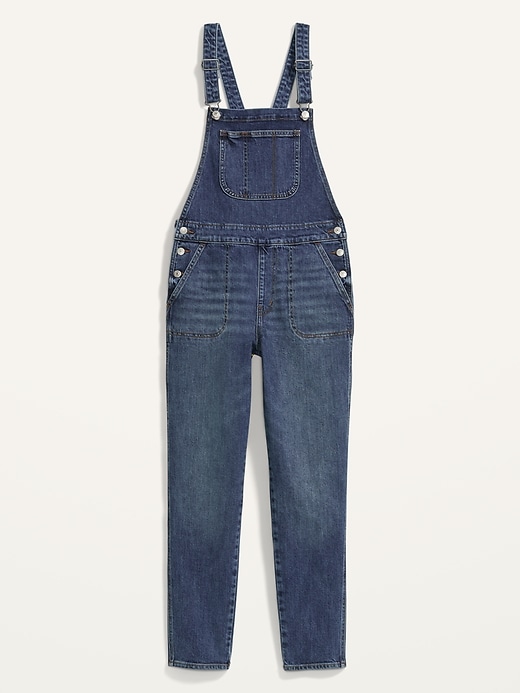 Image number 4 showing, O.G. Straight Dark-Wash Jean Overalls for Women