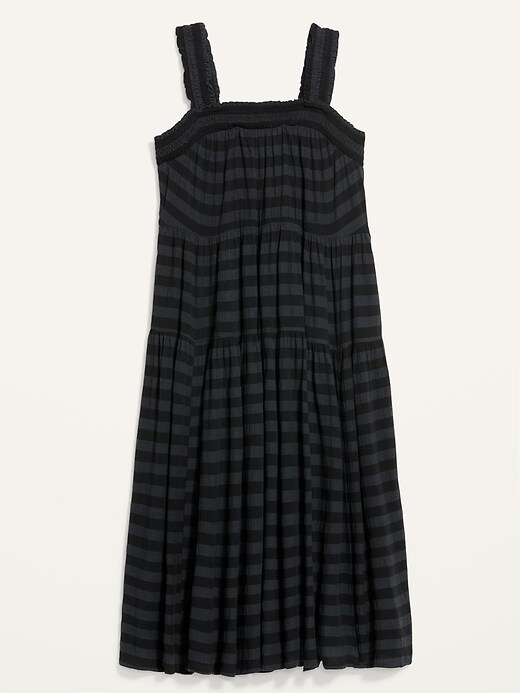 View large product image 2 of 3. Sleeveless Smocked Tonal-Stripe Midi Swing Dress for Women