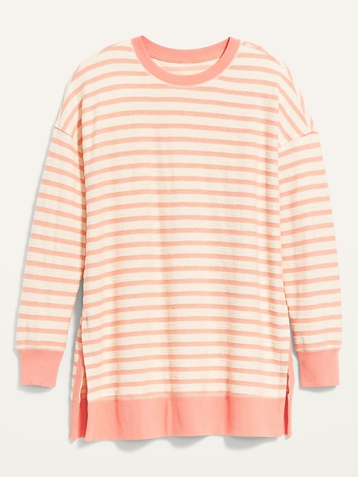 View large product image 2 of 3. Loose Striped Cali-Fleece Terry Sweatshirt Tunic for Women