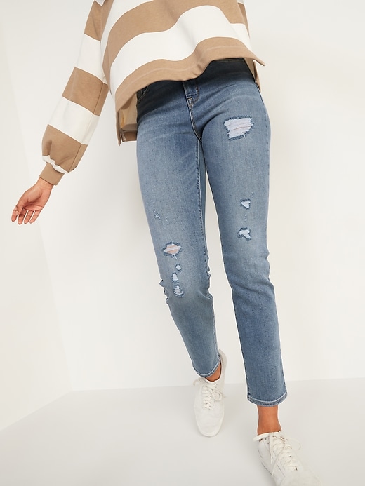 Image number 5 showing, High-Waisted Power Slim Straight Ripped Jeans