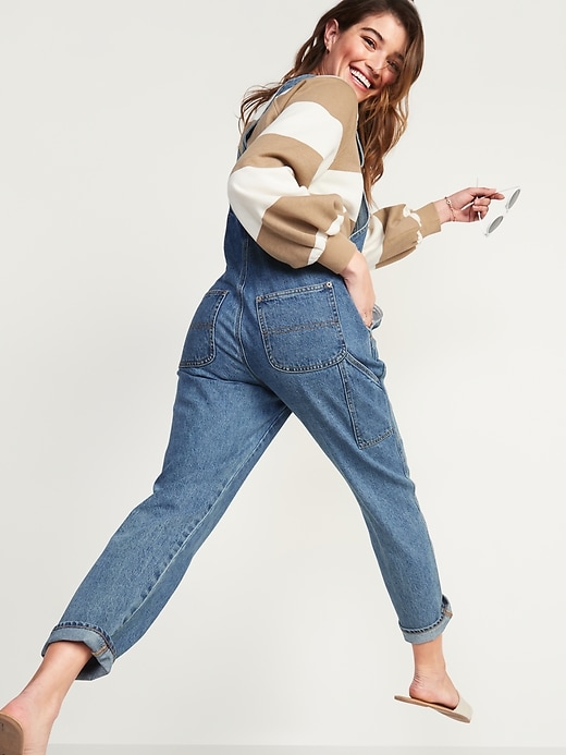 Image number 6 showing, Slouchy Straight Medium-Wash Workwear Jean Overalls