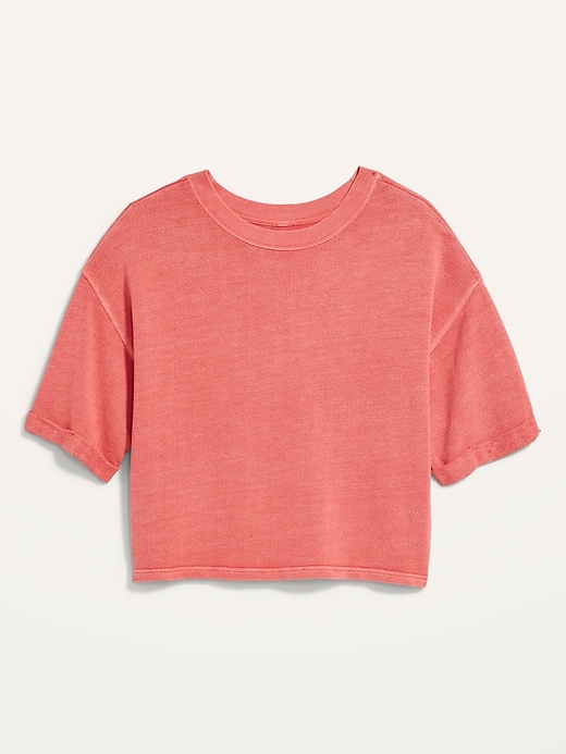 View large product image 2 of 3. Oversized Garment-Dyed Cali-Fleece Elbow-Sleeve Sweatshirt for Women