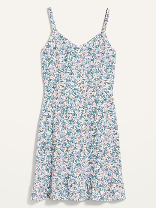View large product image 2 of 3. Fit & Flare Sleeveless Floral-Print Linen-Blend Dress