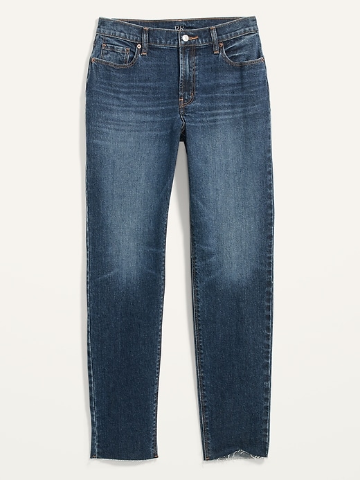 Image number 4 showing, Mid-Rise Boyfriend Straight Cut-Off Jeans for Women