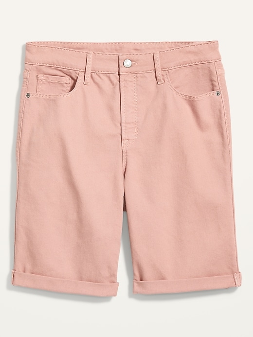 Image number 4 showing, High-Waisted Pop-Color Bermuda Jean Shorts for Women -- 9-inch inseam