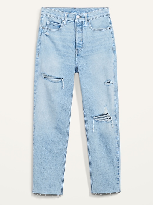 Image number 4 showing, Extra High-Waisted Sky-Hi Straight Button-Fly Ripped Jeans