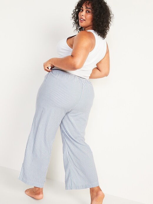 Image number 7 showing, Elastic-Waist Soft-Woven Wide-Leg Pajama Pants for Women