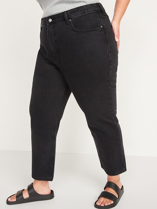 Image number 7 showing, High-Waisted Slouchy Straight Cropped Black Jeans for Women
