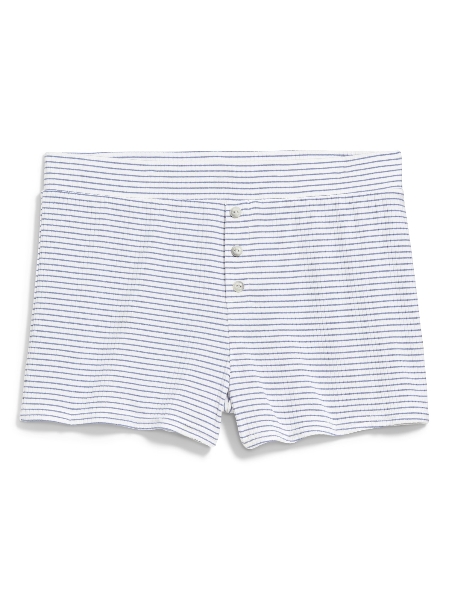 White Ribbed Knit Boxer Shorts