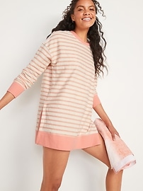 View large product image 3 of 3. Loose Striped Cali-Fleece Terry Sweatshirt Tunic for Women