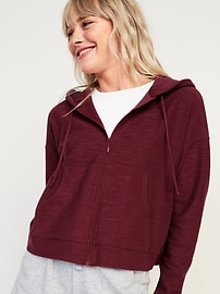 View large product image 3 of 3. Lightweight Textured Full-Zip Hoodie