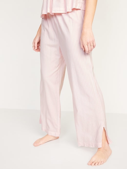 Wide Leg Elastic Waist Striped Pajama Pants