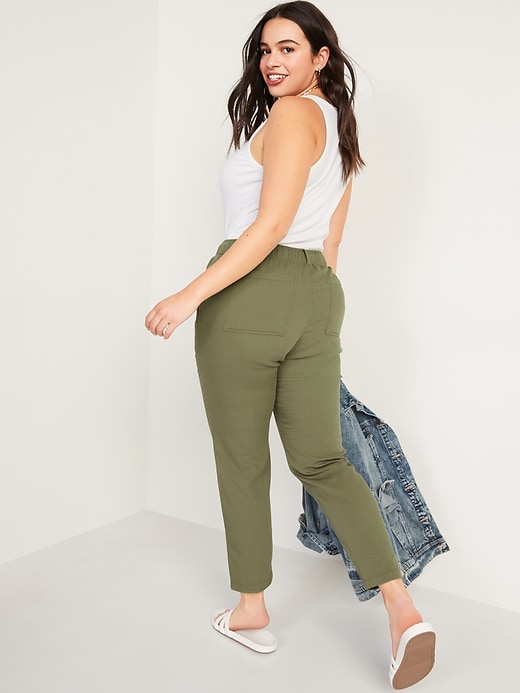 Oldnavy High-Waisted Textured-Twill Utility Ankle Pants for Women