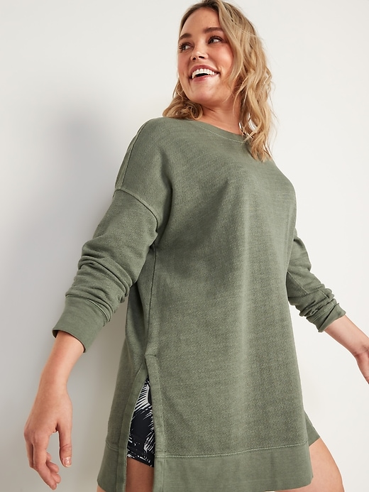 Image number 1 showing, Loose Cali-Fleece Terry Tunic Sweatshirt for Women