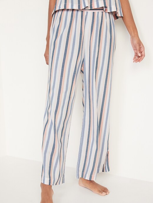 Image number 3 showing, Elastic-Waist Soft-Woven Wide-Leg Pajama Pants for Women