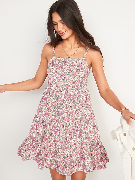 Image number 5 showing, Sleeveless Tiered Floral-Print Swing Dress for Women