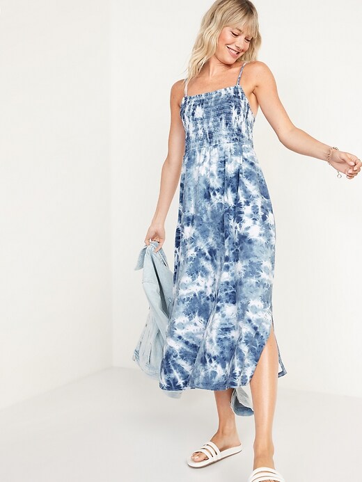 forever 21 blue tie dye dress PRINTED RUFFLED LACE MAXI DRESS YELLOW / M main image 1