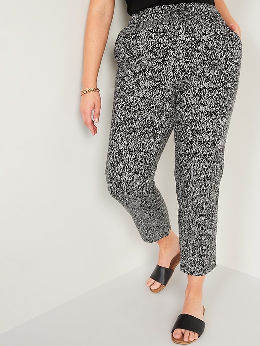 Image number 1 showing, High-Waisted Printed Linen-Blend Pants for Women