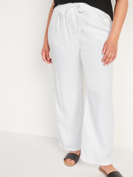 Image number 1 showing, High-Waisted Linen-Blend Wide-Leg Pants for Women