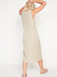 Sleeveless Rib-Knit Linen-Blend Midi Shift Dress for Women
