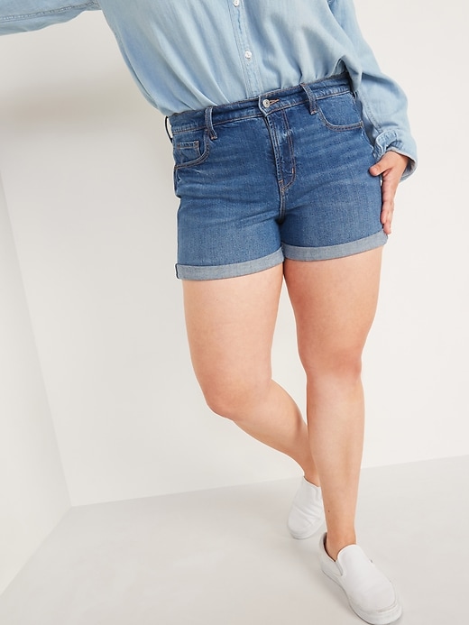 Image number 1 showing, Mid-Rise Boyfriend Jean Shorts for Women -- 3-inch inseam