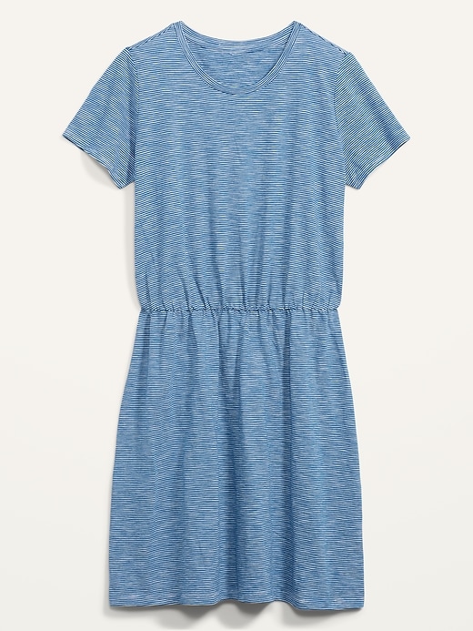 Image number 1 showing, Waist-Defined Striped Slub-Knit Mini T-Shirt Dress