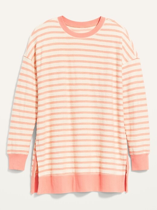View large product image 1 of 3. Loose Striped Cali-Fleece Terry Sweatshirt Tunic for Women