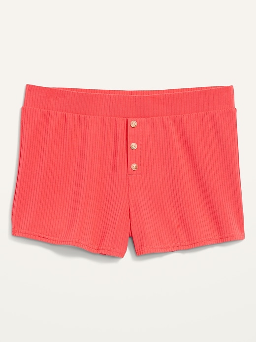 View large product image 1 of 3. High-Waisted Sunday Sleep Rib-Knit Boxer Shorts -- 2-inch inseam
