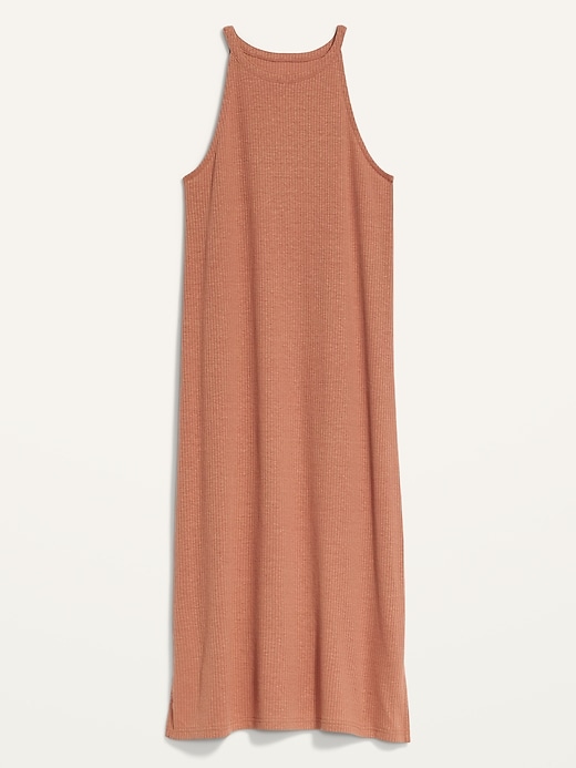 Image number 1 showing, Sleeveless Rib-Knit Linen-Blend Midi Shift Dress for Women