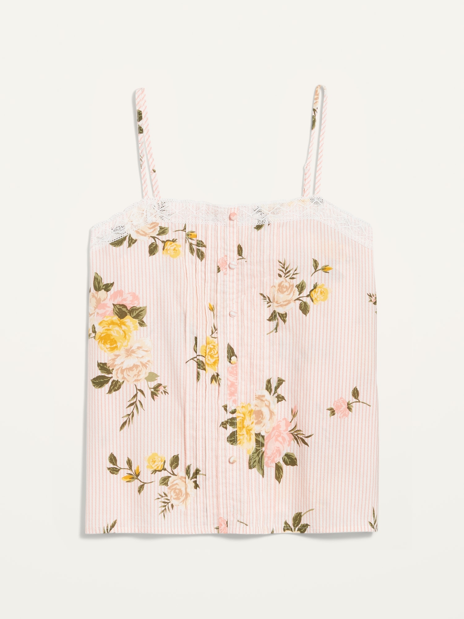 Floral-Print Pintucked Poplin Cami Pajama Top for Women