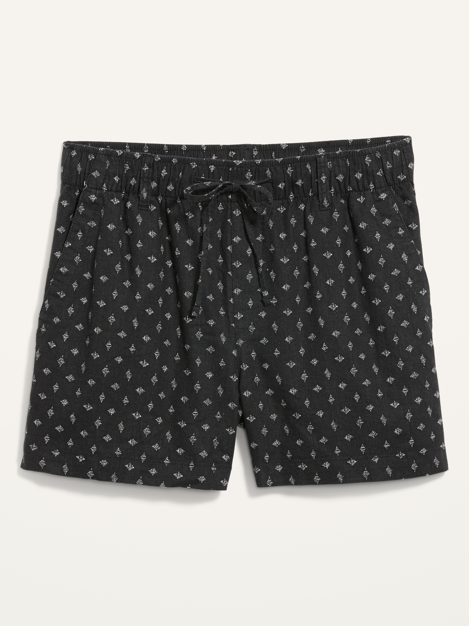 High-Waisted Printed Linen-Blend Shorts -- 4-inch inseam