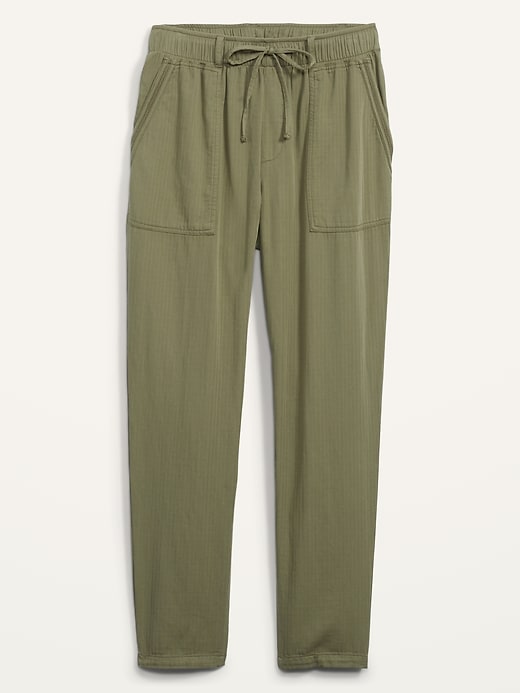 Image number 4 showing, High-Waisted Textured-Twill Utility Ankle Pants for Women
