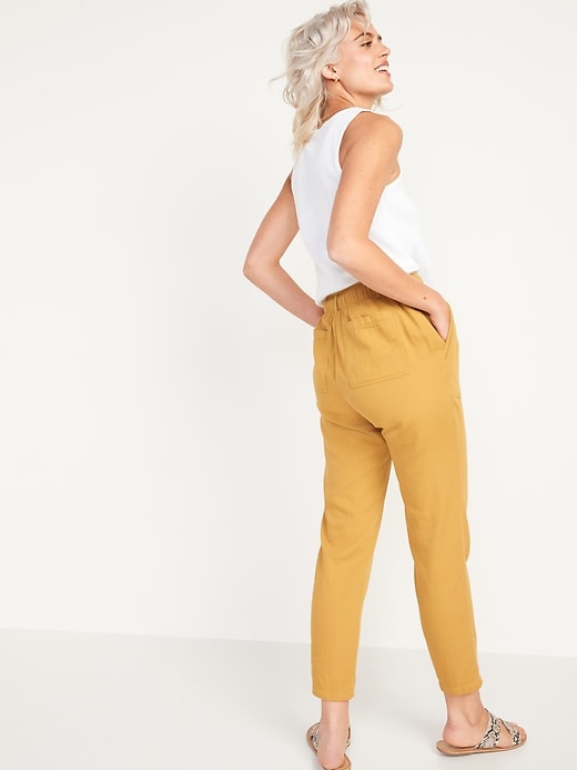 Image number 6 showing, High-Waisted Textured-Twill Utility Ankle Pants for Women