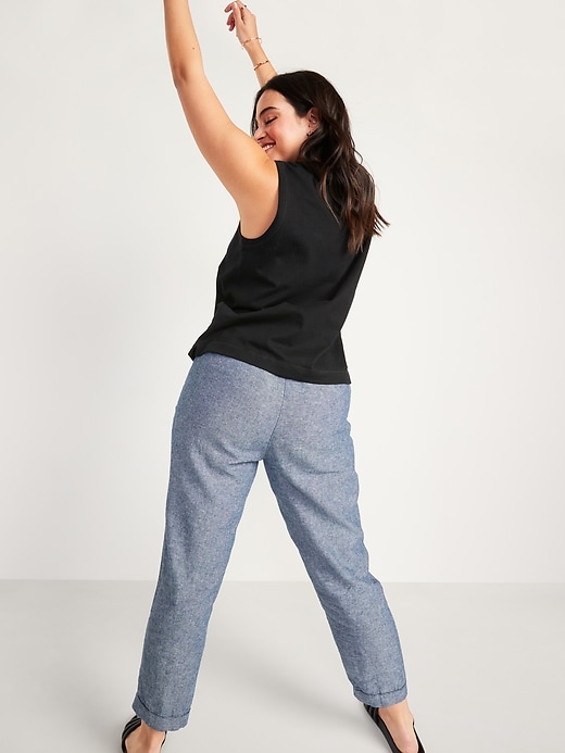 Image number 2 showing, High-Waisted Linen-Blend Straight Cropped Pants for Women