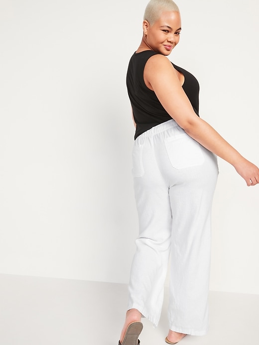 Image number 2 showing, High-Waisted Linen-Blend Wide-Leg Pants for Women