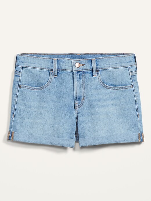 Image number 4 showing, Mid-Rise Light-Wash Jean Shorts for Women -- 3-inch inseam