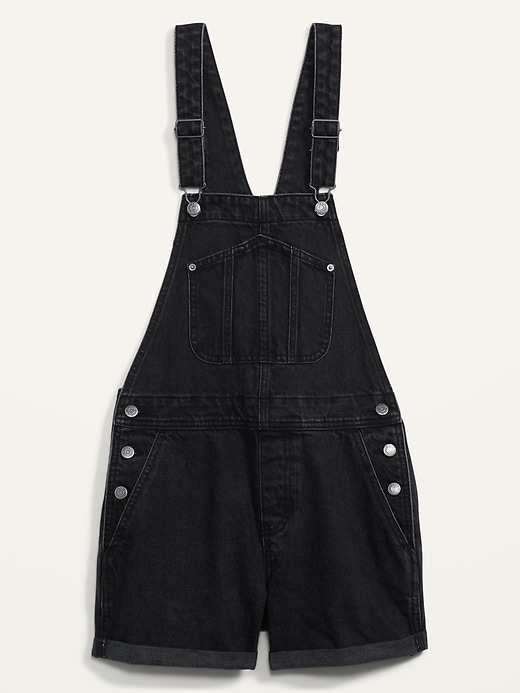Image number 4 showing, Slouchy Workwear Black Jean Short Overalls for Women -- 3.5-inch inseam