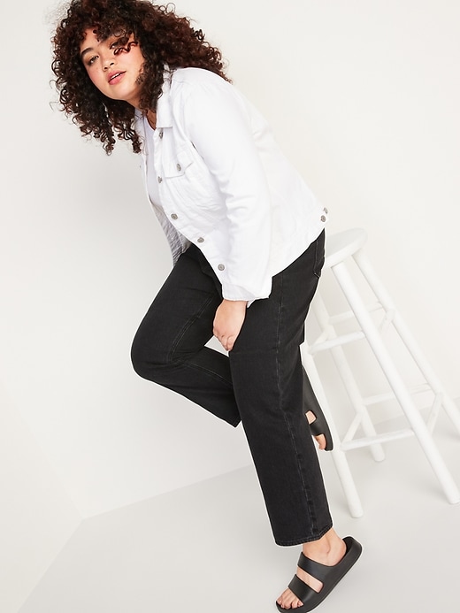 Image number 3 showing, High-Waisted Slouchy Straight Cropped Black Jeans for Women