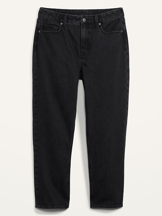Image number 4 showing, High-Waisted Slouchy Straight Cropped Black Jeans for Women