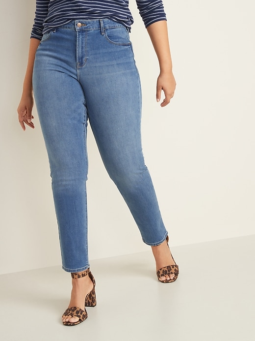 Image number 1 showing, Mid-Rise Power Slim Straight Jeans for Women