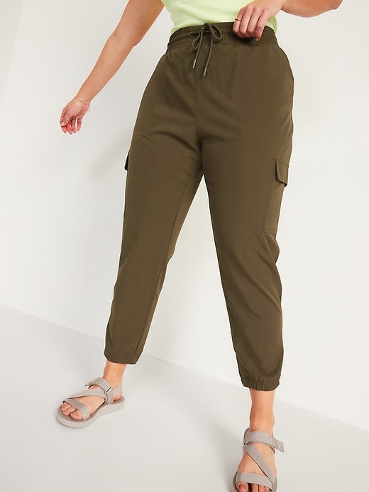 Image number 1 showing, High-Waisted StretchTech Cargo Jogger Pants for Women
