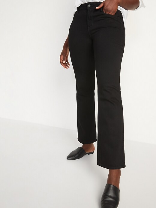 Image number 1 showing, Mid-Rise Kicker Boot-Cut Black Jeans for Women