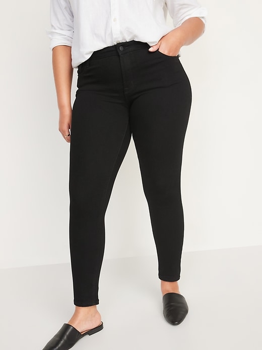 Image number 1 showing, Mid-Rise Black Rockstar Super Skinny Jeans for Women