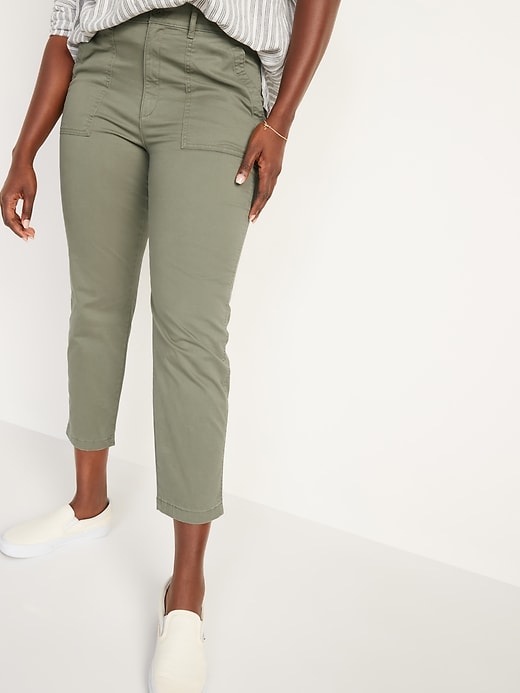 Image number 1 showing, High-Waisted Utility Ankle Chino Pants