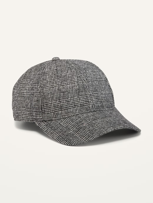 View large product image 1 of 1. Gender-Neutral Glen Plaid Tweed Baseball Cap for Adults