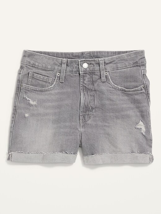 Image number 4 showing, High-Waisted O.G. Gray Cut-Off Jean Shorts for Women -- 3-inch inseam
