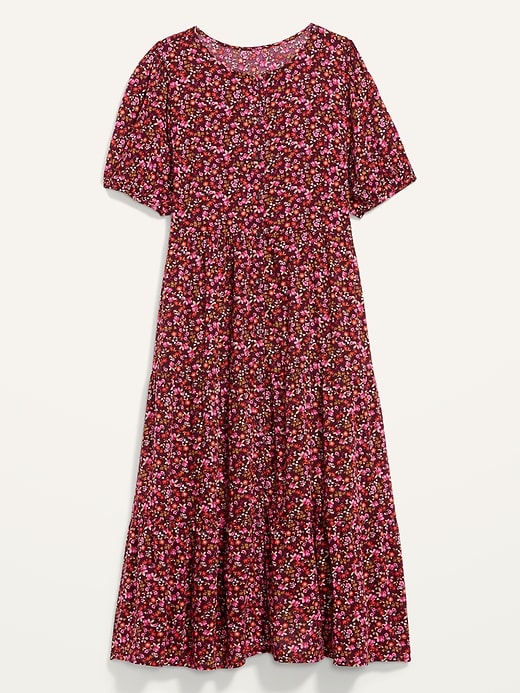 Image number 4 showing, Floral Puff-Sleeve Button-Front Midi Swing Dress for Women
