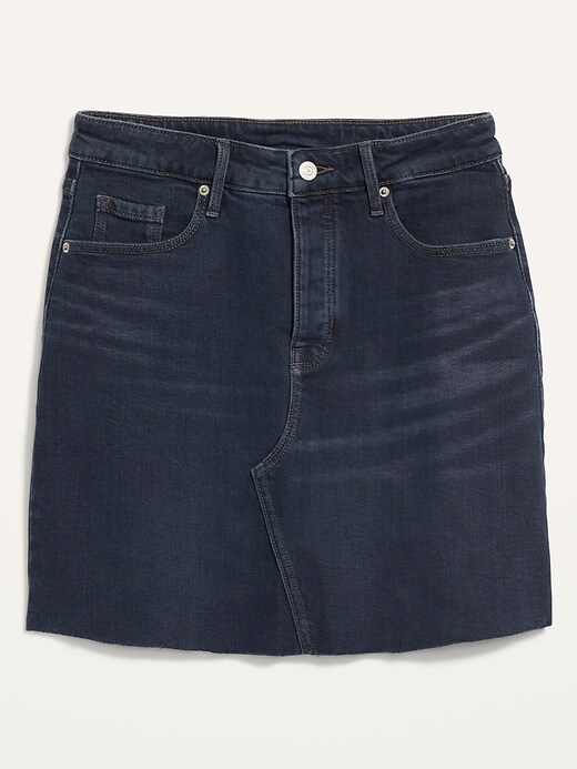Image number 4 showing, High-Waisted Button-Fly Cut-Off Mini Jean Skirt for Women