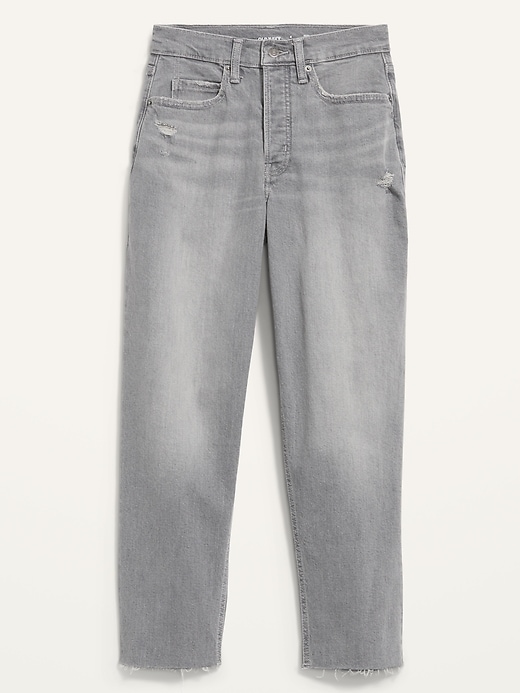 Image number 4 showing, Curvy Extra High-Waisted Button-Fly Sky-Hi Straight Cut-Off Jeans for Women