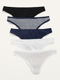 View large product image 4 of 4. Supima&#174 Cotton-Blend Thong Underwear 5-Pack